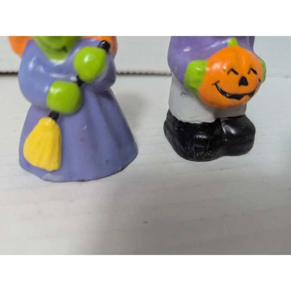 Avon Trick or Treet Halloween candle Witch and‎ Frankensteins Monster 3 inch vtg